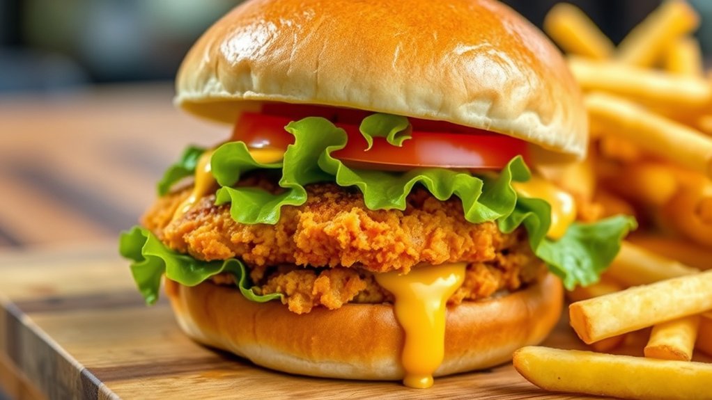 crispy flavorful chicken burger